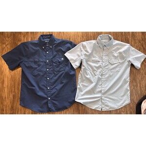 Lot Of 2 Huk Button Up Fishing Shirt Men’s M Performance See Description